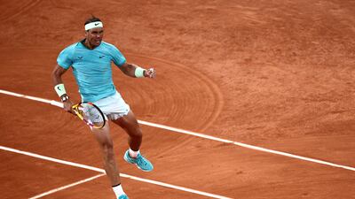 Rafael Nadal celebrates during his first-round match against Alexander Zverev. Reuters