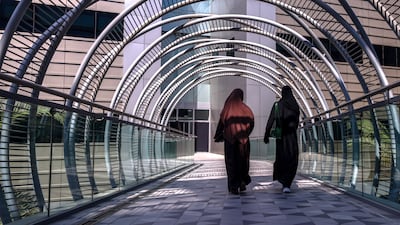 Khalifa University in Abu Dhabi. More than 95 per cent of Emirati women today are literate and three-quarters go on to university, unlike 50 years ago. Victor Besa / The National