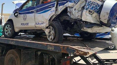 An on-duty officer was killed in an accident on Thursday. Courtesy: Sharjah Police