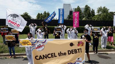 Protesters in Manila have urged G7 countries cancel debt for developing countries struggling economically due to the Covid-19 pandemic. Filipino taxpayers are still paying off debts accrued during the presidency of Ferdinand Marcos. EPA