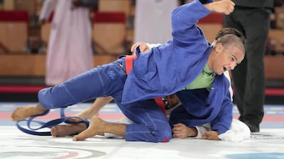 Hazza Alqubaisi in action against Artur Osipov in the 73kg final.