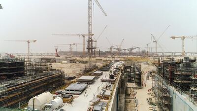 Dubai Expo construction from the air.