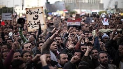 Crowds gather in Cairo's Tahrir Square to mark a week of protests calling for the end of Hosni Mubarak's long-term regime.
