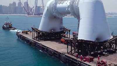 Meraas, a Dubai-based holding company, has announced the completion of a significant milestone in the construction of its observation wheel to be located on Bluewaters Island. Courtesy Meraas