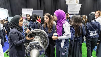 The Etihad Airways stand at Think Science 2018 in Dubai, UAE, on April 17, 2018. Antonie Robertson / The National