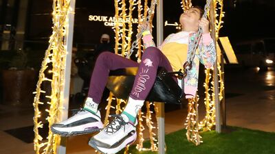 Al Hai, a series of enthralling light installations adorning Downtown Dubai Boulevard. This piece is called Al Hewee. Dubai.. Chris Whiteoak / The National