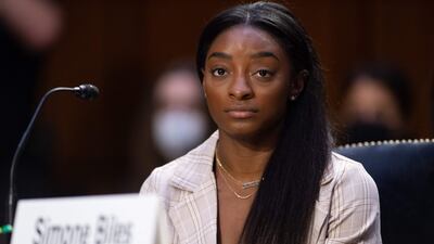 US Olympic gymnast Simone Biles also testified at the Senate hearing about the Inspector General's report on the FBI's handling of the Nassar investigation. Getty / AFP