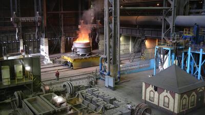 Molten steel is moved through the Metinvest Ilyich Iron and Steel Works. Rinat Akhmetov, the owner of the factory and richest man in Ukraine, has enlisted his 300,000 employees to end the turmoil unleashed by the armed takeover of pro-Russian separatists in Mairupol. John Moore / Getty Images