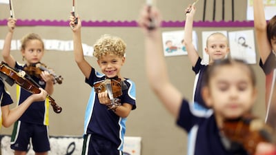Pupils at the Royal Grammar School Guildford Dubai. Schools are to close from May 25 to 31 to mark Eid Al Adha. Chris Whiteoak / The National