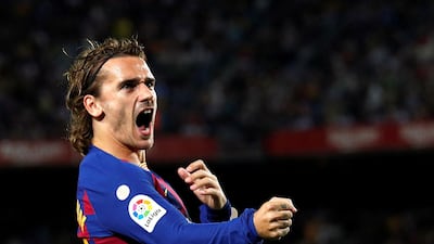 Barcelona's Antoine Griezmann celebrates scoring their first goal. Reuters