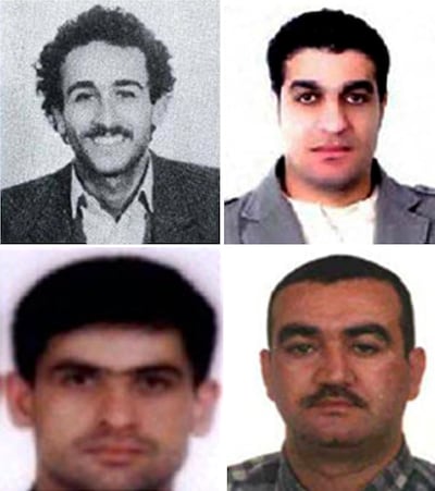 Four Hezbollah suspects from top L-R: Mustafa Amine Badreddine, Assad Hassan Sabra, Hussein Hassan Oneissi and Salim Jamil Ayyash. AFP