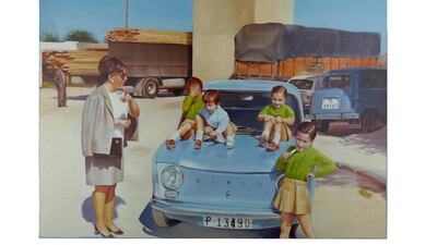 A painting by Maria Jose Rodriguez Escolar from a series she has created based on archival photos. Courtesy of the artist