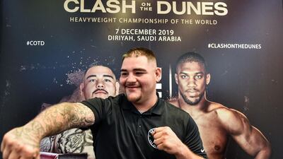 Andy Ruiz Jr poses during the media day for "Clash on the Dunes". AFP