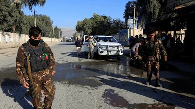 Afghan security forces inspect the site of an attack on a vehicle carrying Japanese doctor Tetsu Nakamura, in Jalalabad, Afghanistan, December 4, 2019. Reuters