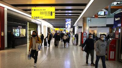 Passengers at Heathrow Terminal 5 Airport in London. In September, the government said tax-free shopping would end for all visitors to the UK after the end of the Brexit transition period on December 31 Getty Images