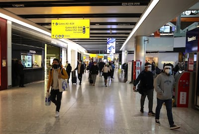 Passengers at Heathrow Terminal 5 Airport in London. In September, the government said tax-free shopping would end for all visitors to the UK after the end of the Brexit transition period on December 31 Getty Images