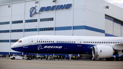 A Boeing 787-10 Dreamliner taxis past the final assembly building at the plane maker's factory in South Carolina. Reuters