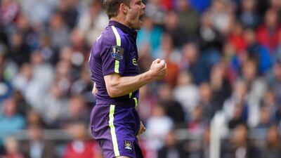 James Milner of Manchester City celebrates after scoring his team’s second goal. Stu Forster / Getty Images