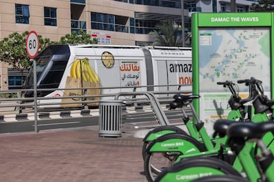 E-scooters and bikes are key to efforts to promote last-mile transport options and encourage greater use of Metro, trains and buses. Antonie Robertson / The National