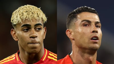 Lamine Yamal, left, and Cristiano Ronaldo will face off when Spain meet Portugal in the Nations League final on Sunday.
