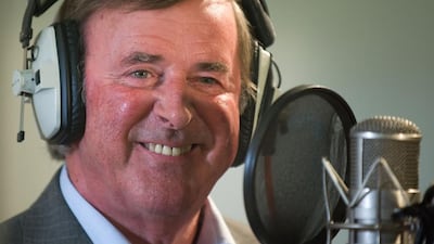 Photo taken on September 7, 2009 shows TV and radio presenter Terry Wogan taking part in a charity recording of a Children in Need album. Wogan died of cancer on January 31, 2016 at the age of 77, his family announced. Leon Neal / AFP