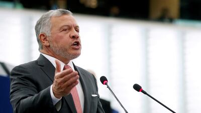 King Abdullah of Jordan addresses the European Parliament in Strasbourg, France, on January 15, 2020. Reuters