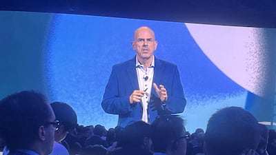 Mike Sicilia, co-chief executive of Oracle, at Oracle AI World in Las Vegas. Aarti Nagraj / The National