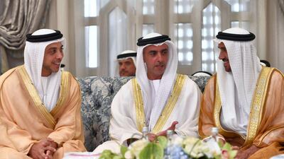 Mansour bin Zayed Al Nahyan is seen with Saif bin Zayed Al Nahyan for Eid Al Adha. Courtesy Dubai Media Office