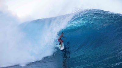 Brazilian surfer and world champion Gabriel Medina warms up before the 2019 Tahitian Teahupo'o surf trials. AFP