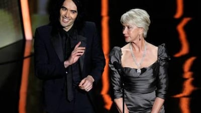Oscar presenters Russell Brand and Helen Mirren provided some much-needed comic relief.