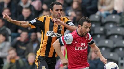 Right-back: Ahmed Elmohamady, Hull City. His direct opponent, Lukas Podolski, scored twice. Lindsey Parnaby / AFP