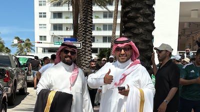A fan of Saudi Arabia gives a thumbs up ahead of the team's World Cup game against Uruguay. Kyle Fitzgerald / The National