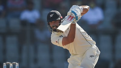 New Zealand's Daryl Mitchell plays a shot on his way to 60. AFP