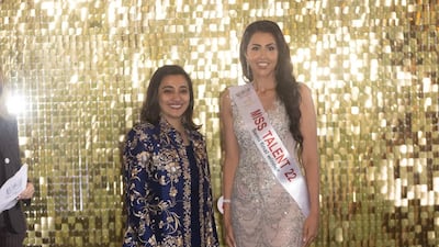 Neha Dhull, winner of Miss Talent with chair of judges Mehrnavaz Avar.