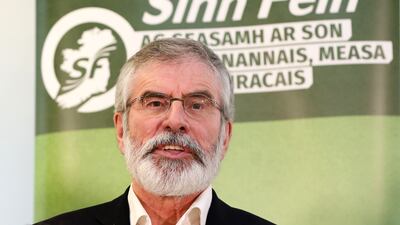 Sinn Fein President, Gerry Adams, speaks at a press conference at Stormont, in Belfast on November 1, 2017, following an update on the Northern Ireland Talks process by Northern Ireland Secretary James Brokenshire. AFP PHOTO / Paul Faith