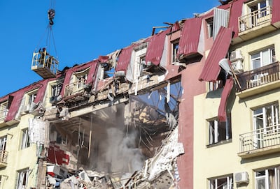 The effects of a Russian drone strike in Odesa, Ukraine, on Monday. Reuters