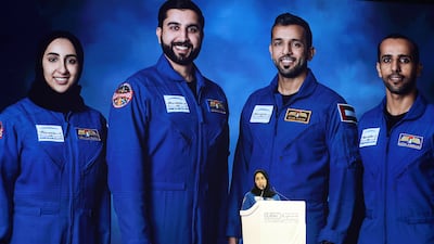 Nora Al Matrooshi speaks at the Global Women's Forum held at Madinat Jumeirah in Dubai last year. Pawan Singh / The National
