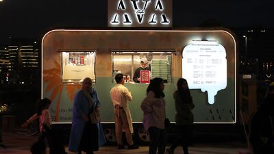 Visitors queue up for a bite from Ava cafe
