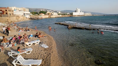 On the beach at the ancient city of Batroun, north of Lebanon's capital Beirut. AP