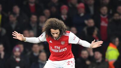Arsenal's Matteo Guendouzi (L) in action against Leeds United's Ezgjan Alioski. EPA