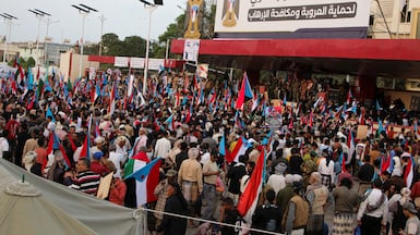 A mass rally organised by Yemen's Southern Transitional Council in Aden. Reuters