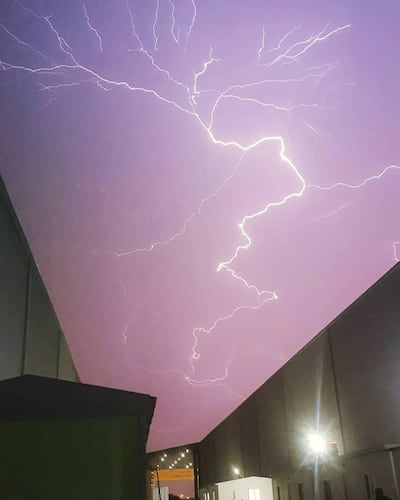 Lightning is seen above Kuwait International Airport. @canibano32 on Twitter via Reuters