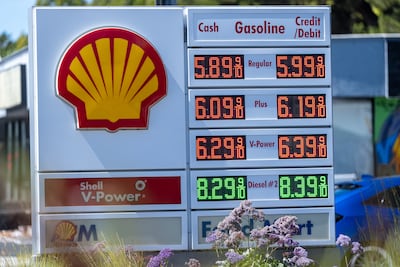 Fuel prices are displaced at a petrol station in San Jose, California, on September 10. Bloomberg