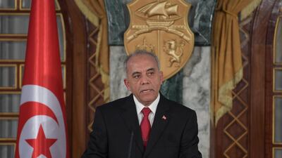 Tunisia's Prime Minister-designate Habib Jemli announces the formation of his government during a press conference at the presidential palace in Carthage, east of the capital Tunis AFP