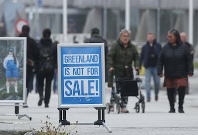 A message to US President Donald Trump in a street in Nuuk, Greenland's capital, last year. Getty Images