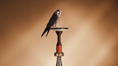 A falcon stand was created specifically for Hermes's Petit H Dubai event. Photo: Nacho Alegre