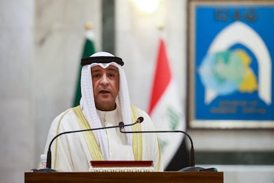 Jasem Al Budaiwi, the Gulf Co-operation Council's Secretary General, in Baghdad. Reuters