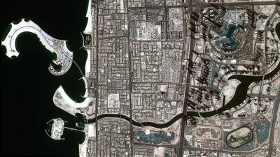 Dubai Canal is captured from space by DubaiSat-2. Courtesy Mohammed bin Rashid Space Centre