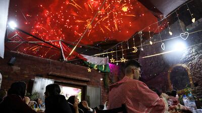 Fireworks explode during celebrations on the day of the royal wedding of Jordan's Crown Prince Hussein and Rajwa Al Saif. Reuters