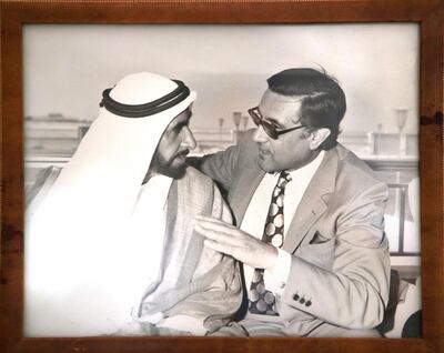 UAE Founding Father, the late Sheikh Zayed bin Sultan Al Nahyan, with Adnan Pachachi in 1970. Photo: Adnan Pachachi